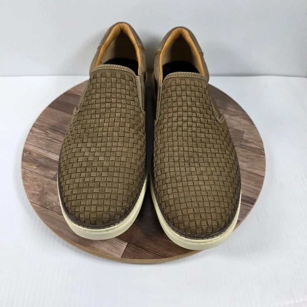 Johnston & Murphy McGuffey 2 Woven Slip On Sneaker Mens 13 Taupe Nubuck Casual